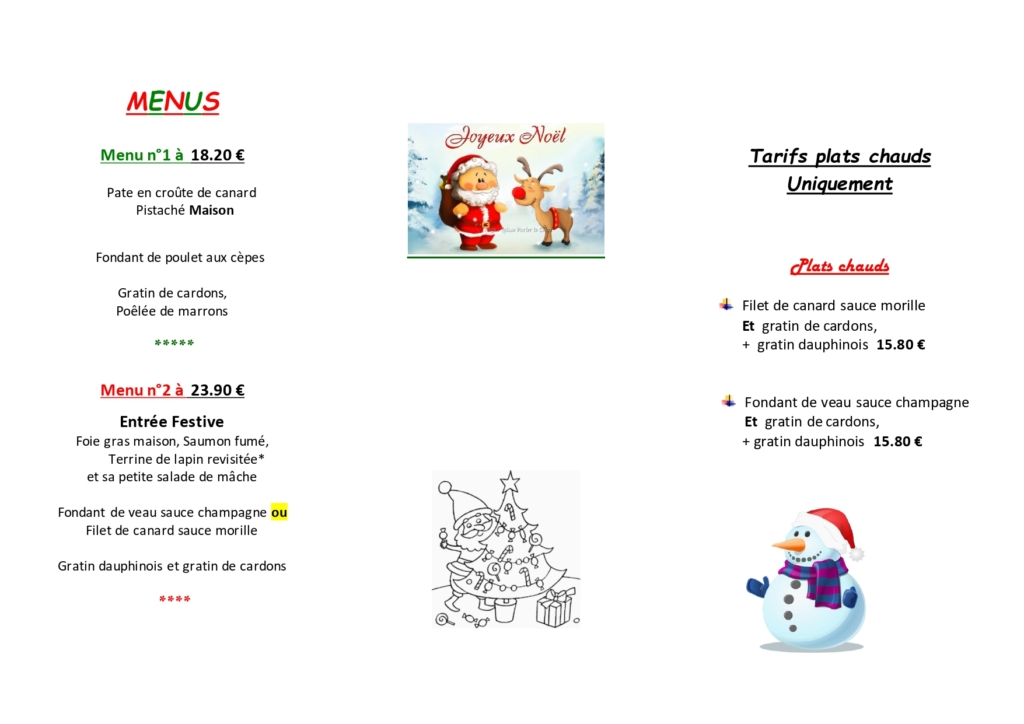 menu noel